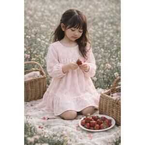 New Treasured Moments Blush Textural Soft Flowy Dress 3T/4T